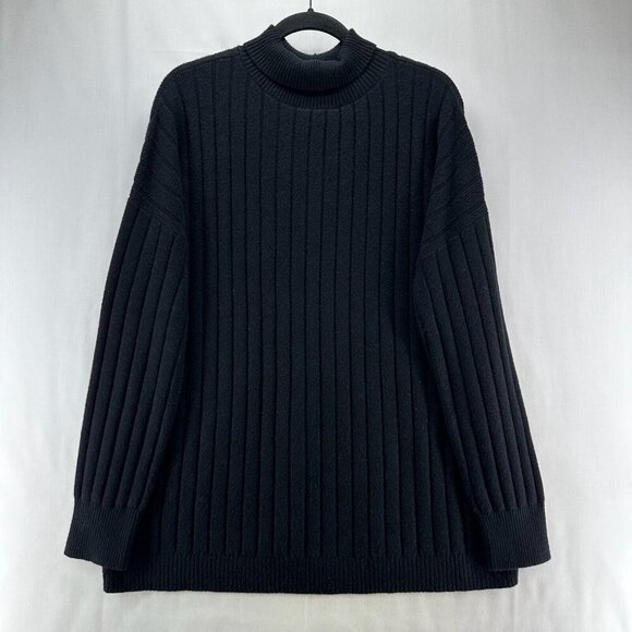Nordstrom Sweaters - Nordstrom Sweater Womens Size L Ribbed Jumper Mock Neck Pullover Black